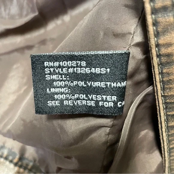 Body C Women's Brown Distressed Faux Leather Biker Moto Vest Jacket L - Picture 8 of 8